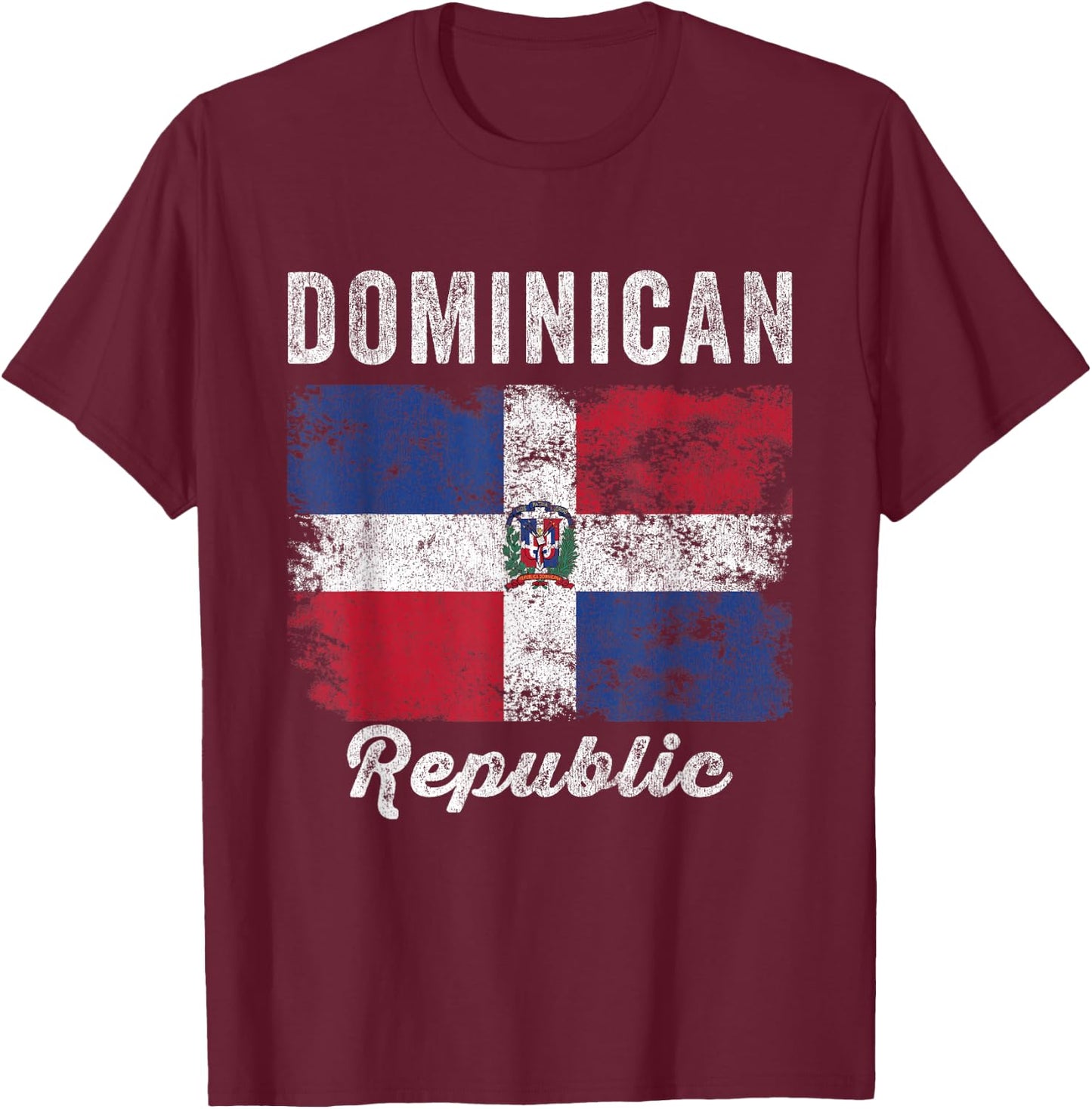 Dominican Republic Flag Vintage - Men Women - Dominican Flag T-Shirt - T-Shirt | Maroon