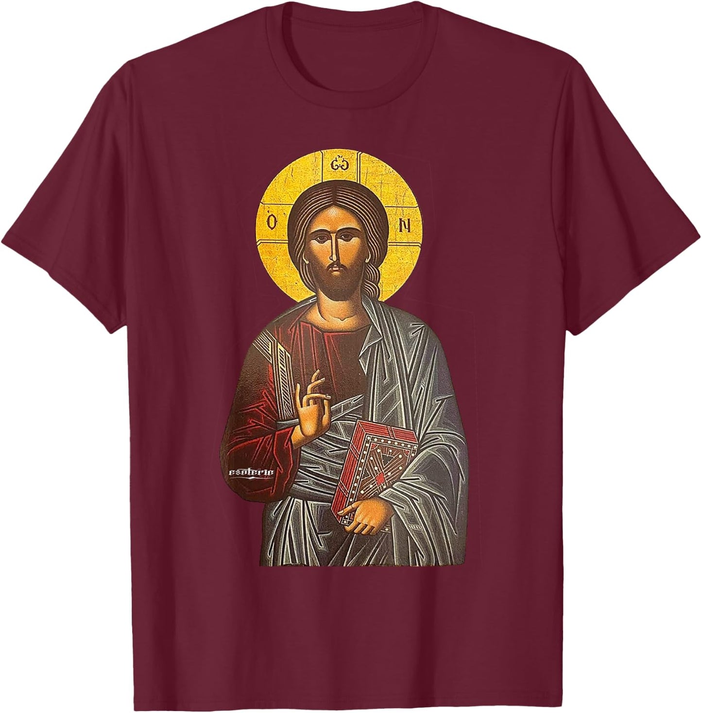 Jesus Christ Icon Greek T-Shirt - T-Shirt | Maroon