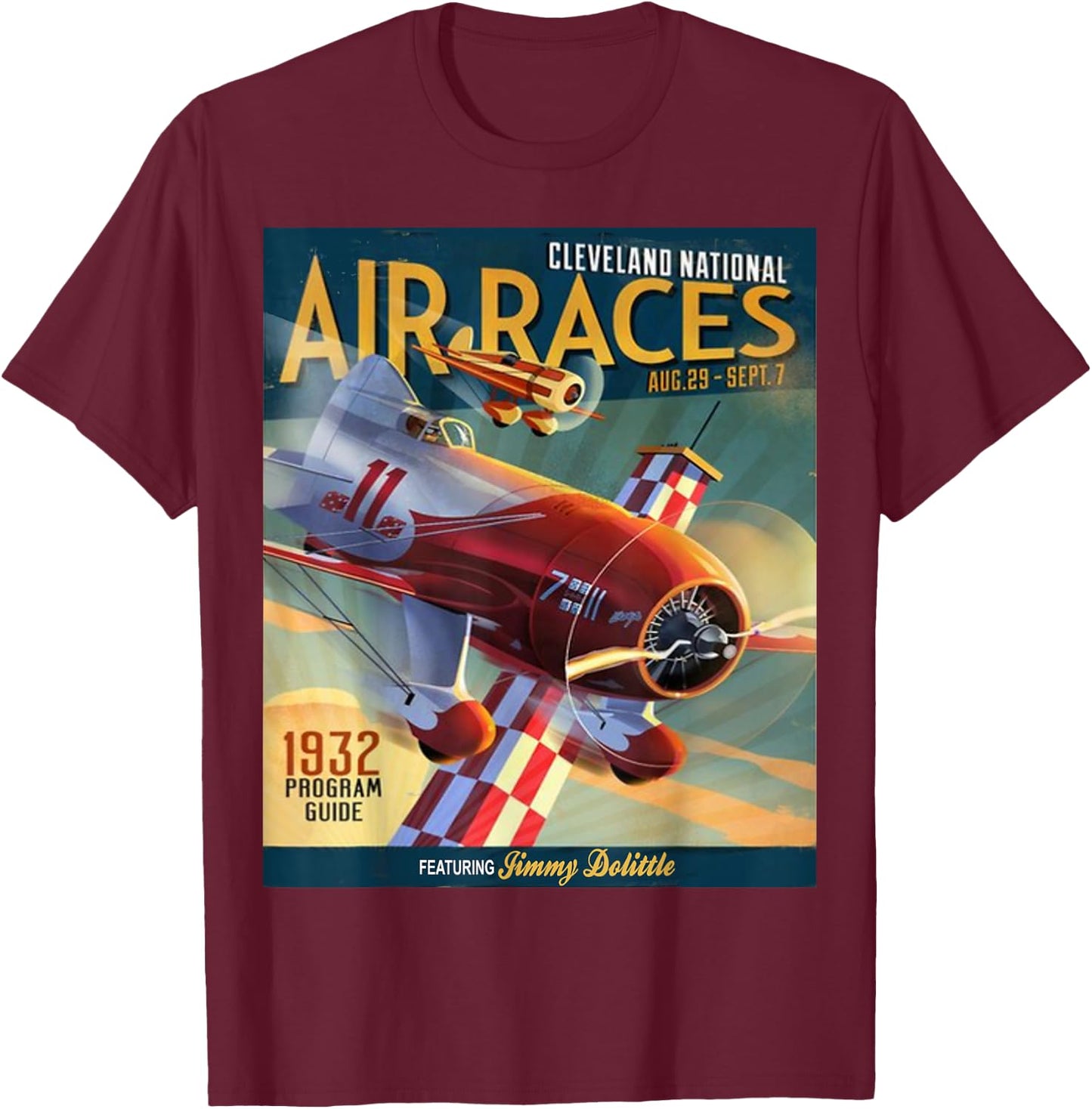 National Air Races Retro Cleveland Air Show Airplane T-Shirt - T-Shirt | Maroon