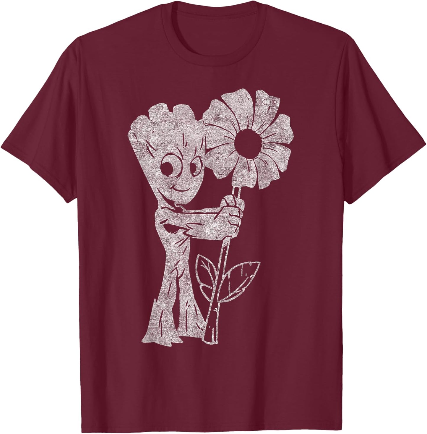 Marvel Guardians of The Galaxy Groot Flower Portrait T-Shirt - T-Shirt | Maroon