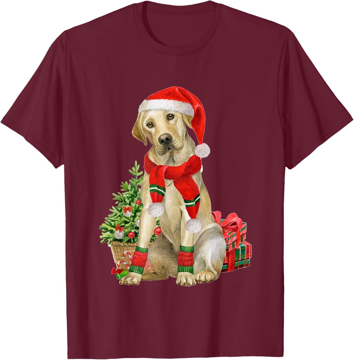 Yellow Lab Labrador Christmas Tree Dog Lover Xmas Pajama T-Shirt - T-Shirt | Maroon