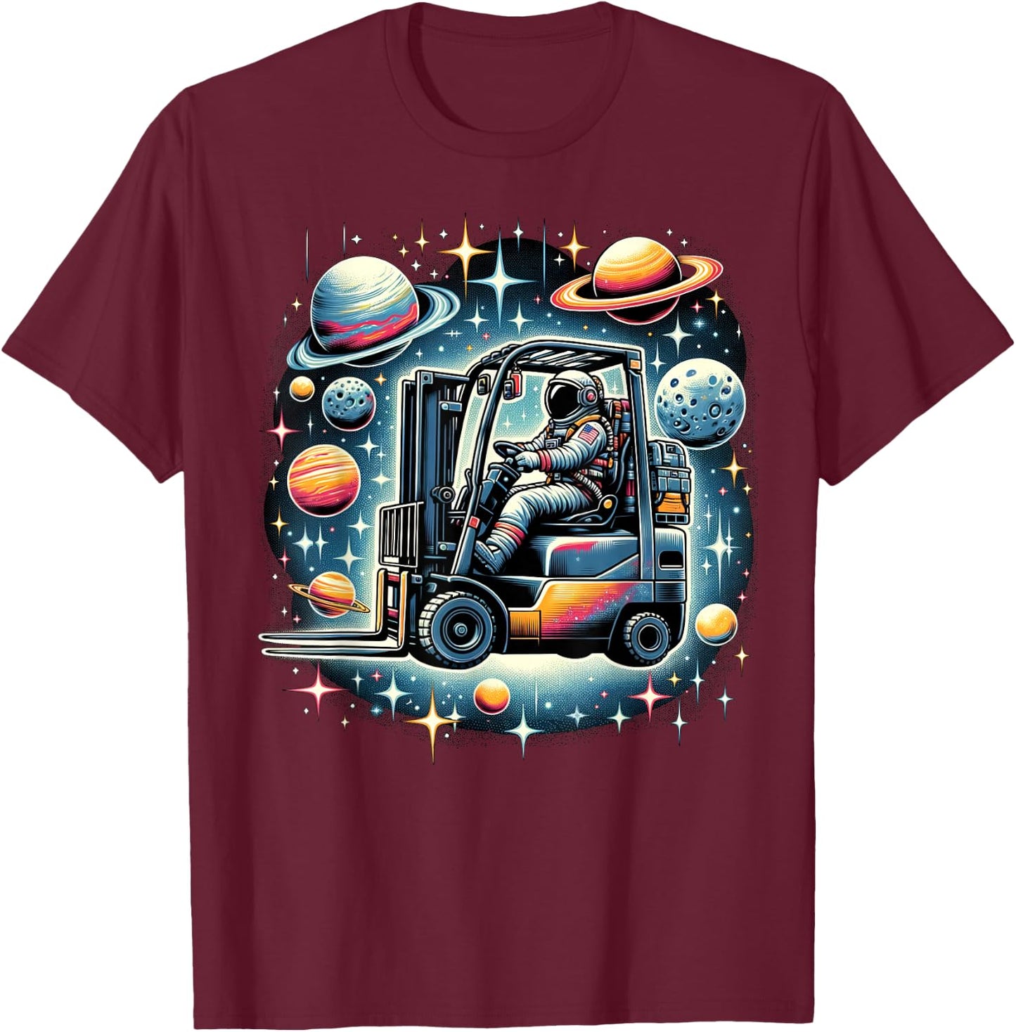 Forklift operator Astronaut Operating forklifts T-Shirt - T-Shirt | Maroon