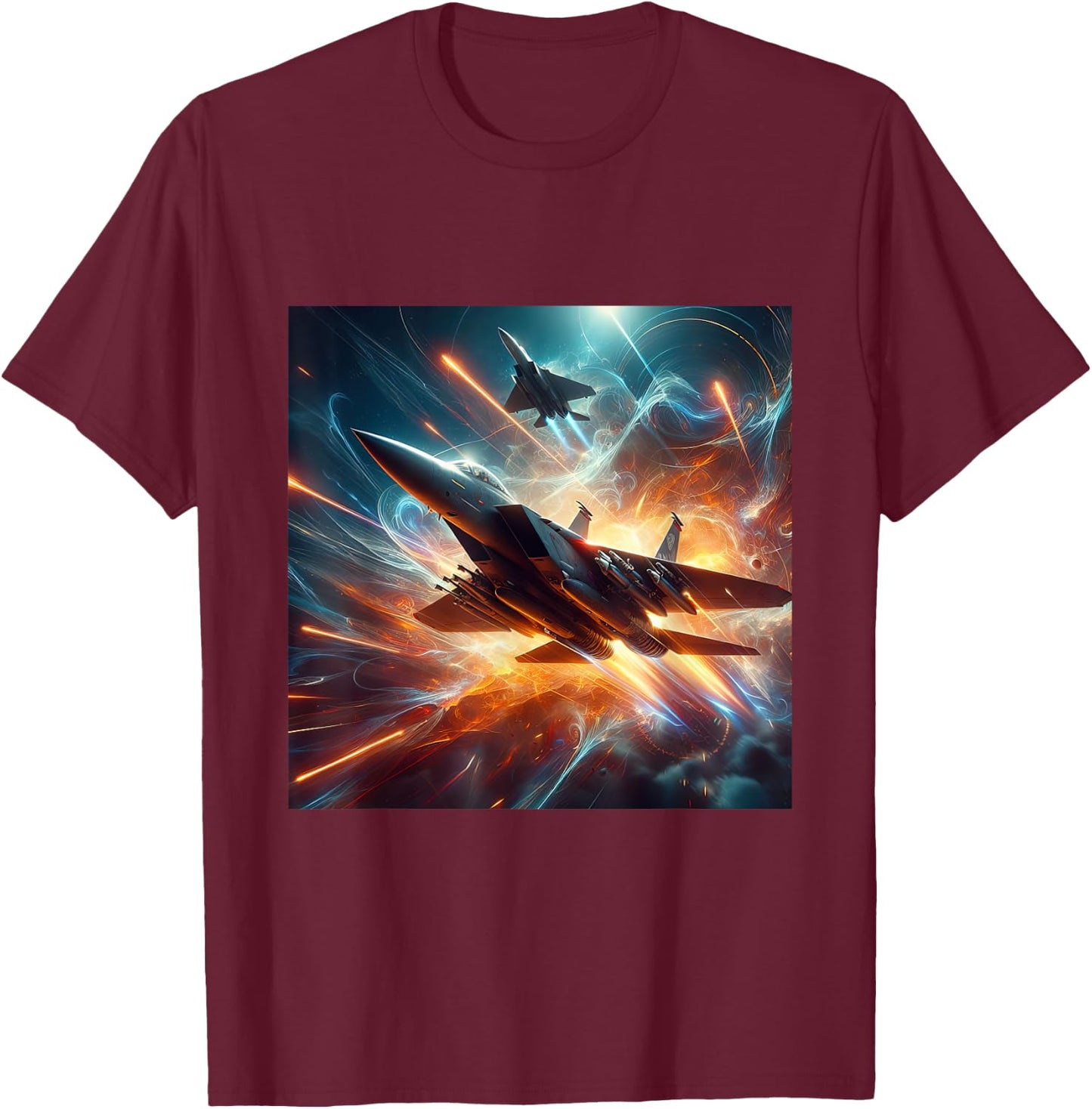 F15 Eagle Fighter Jet Military Aircraft T-Shirt - T-Shirt | Maroon