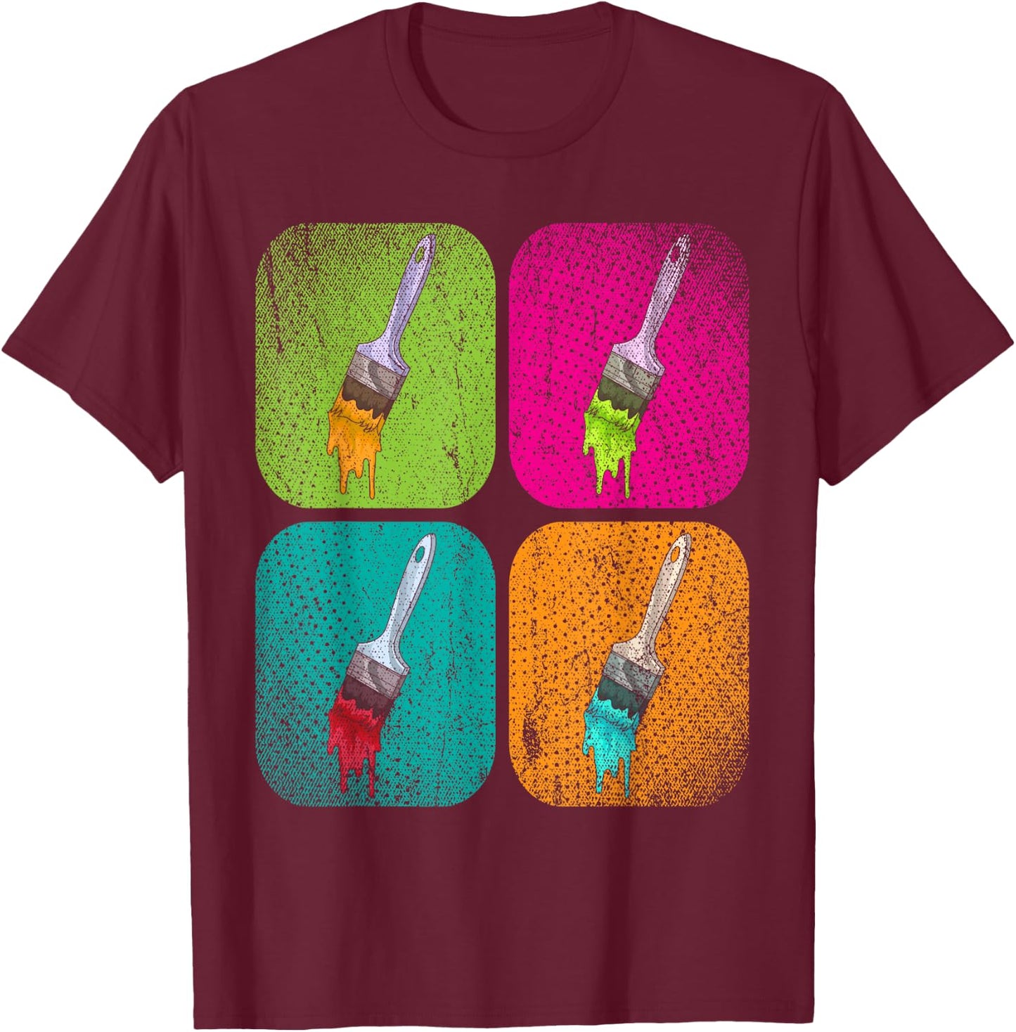 Colorful Paints Art Painting Brush Drawing Pop Art Artist T-Shirt - T-Shirt | Maroon