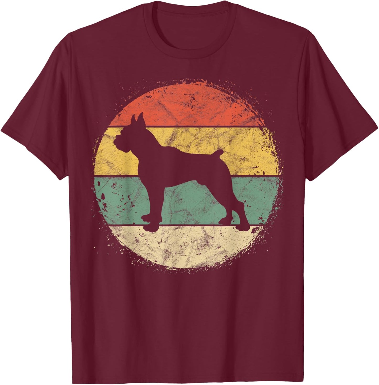 Circular Retro Boxer Owner Gift Boxer Dad Mom T-Shirt - T-Shirt | Maroon