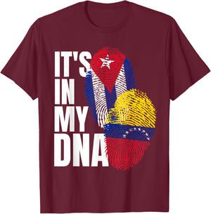 Cuban And Venezuelan Mix DNA Heritage Flag T-Shirt - T-Shirt | Maroon