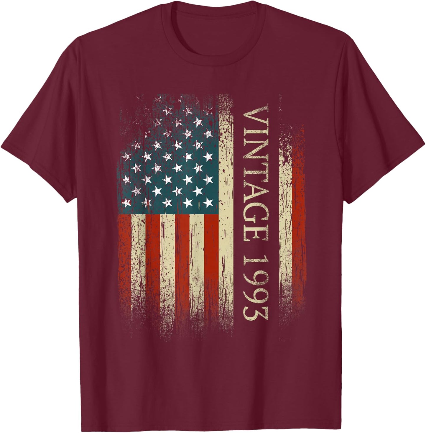 32nd Birthday Vintage 1993 USA Flag 32 Year Old Gifts Bday T-Shirt - T-Shirt | Maroon