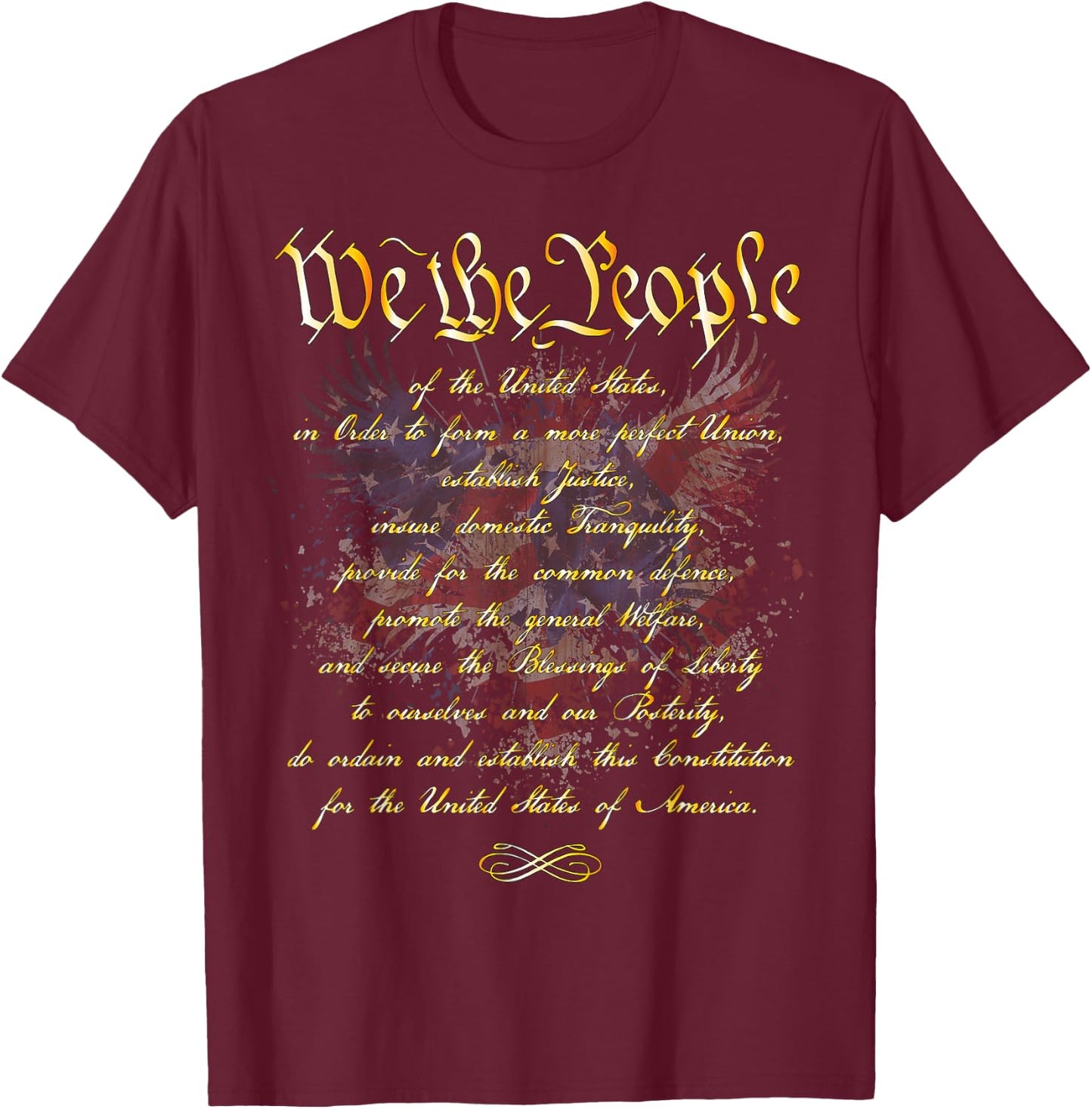 We The People Golden Preamble Constitution Red White Blue Men T-Shirt - T-Shirt | Maroon