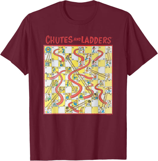 Chutes and Ladders Game Board Art from 1979 T-Shirt - T-Shirt | Maroon