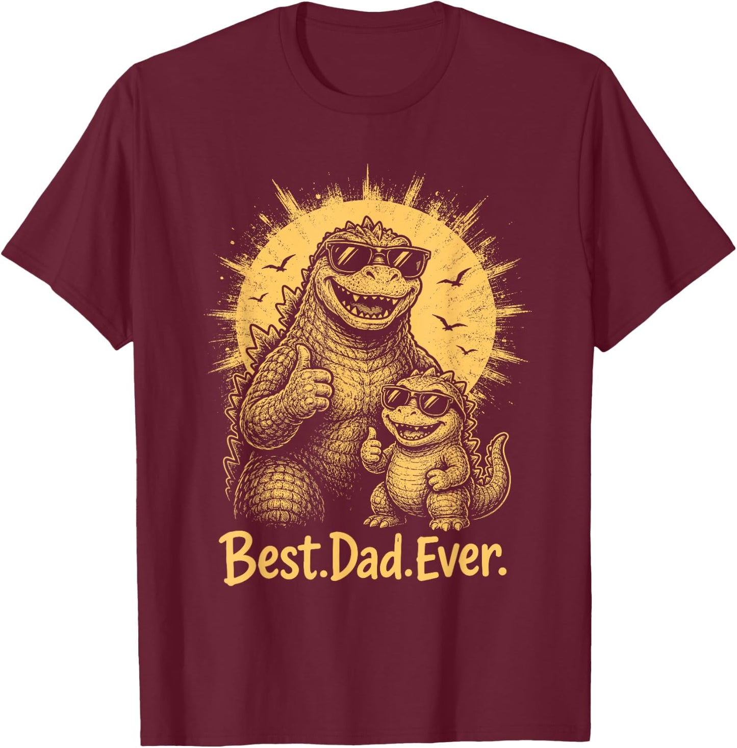 Funny Best Dad Ever Monsters Fathers Day Dad and Son T-Shirt - T-Shirt | Maroon