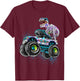 Day of the Dead Monster Truck Dinosaur Sugar Skull Boys T-Shirt - T-Shirt | Maroon