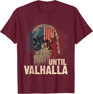 Until Valhalla Viking US Flag Vintage Shirt-Til Valhalla T-Shirt - T-Shirt | Maroon