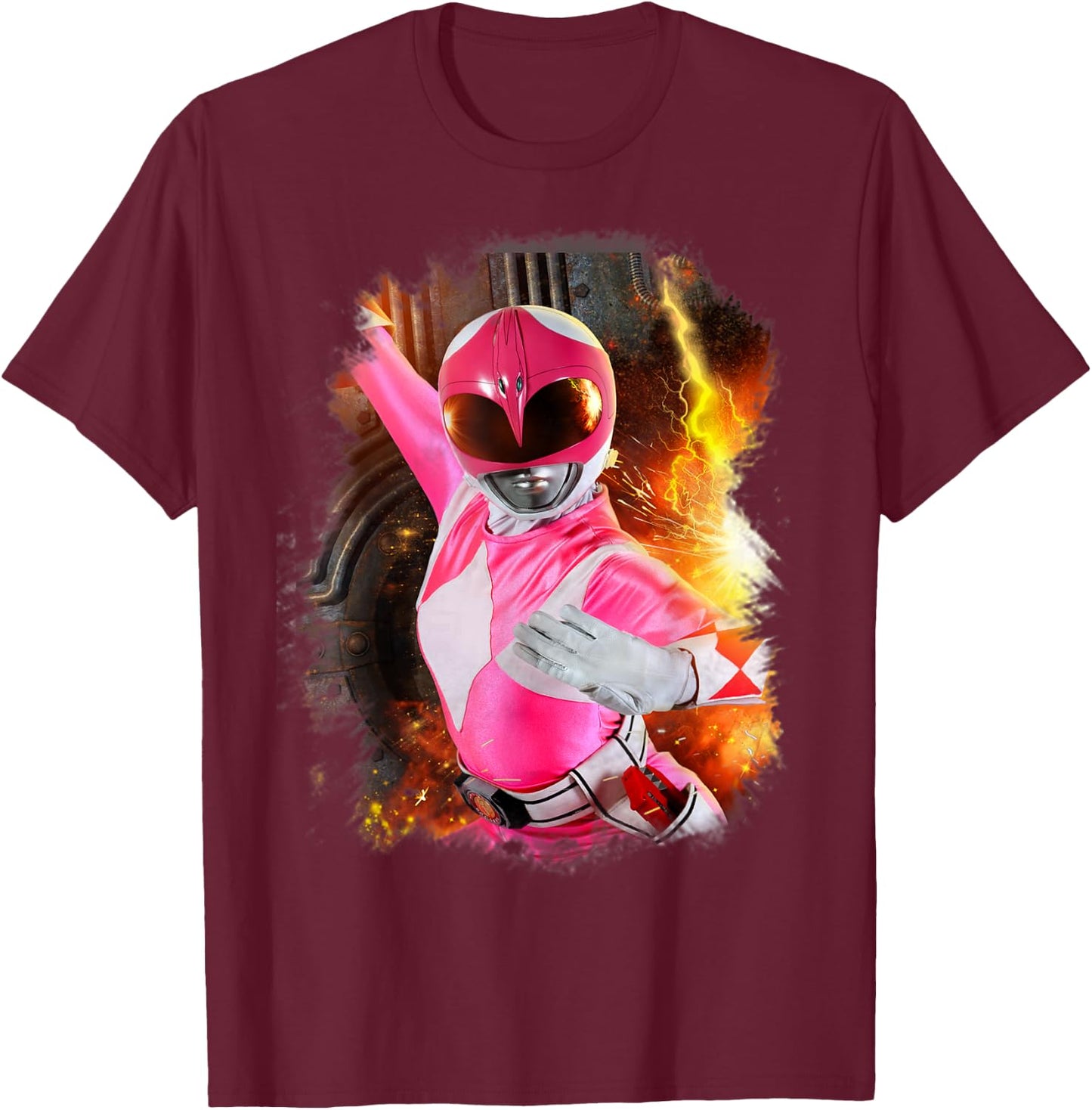 Power Rangers Photo Pink Ranger Close Up T-Shirt - T-Shirt | Maroon