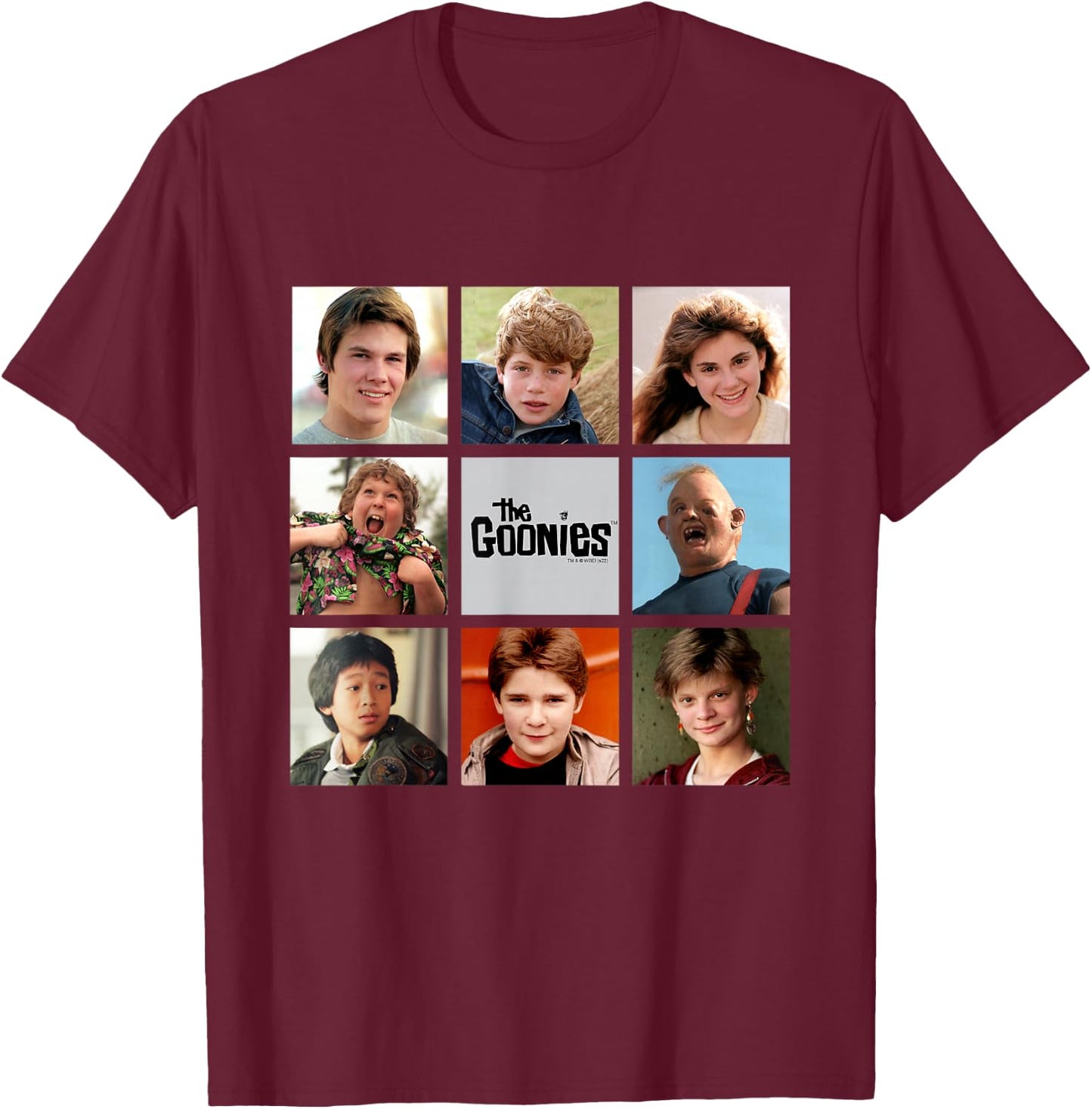 The Goonies The Goonie Bunch Cast Photos Movie T-Shirt - T-Shirt | Maroon