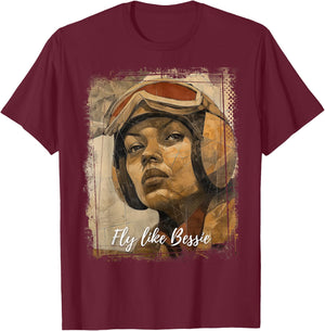 Bessie Coleman Black History Month African American Pilot T-Shirt - T-Shirt | Maroon