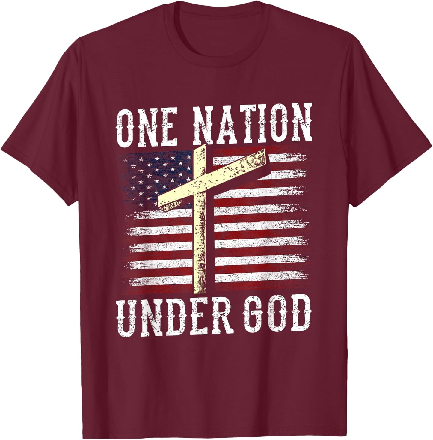 One Nation Under God America American Us Usa Patriotic Us T-Shirt - T-Shirt | Maroon