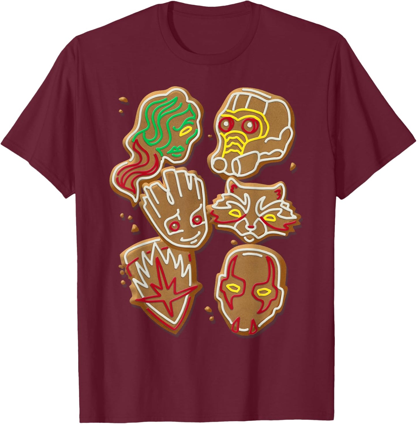 Marvel Guardians Of The Galaxy Gingerbread Cookies Christmas T-Shirt - T-Shirt | Maroon