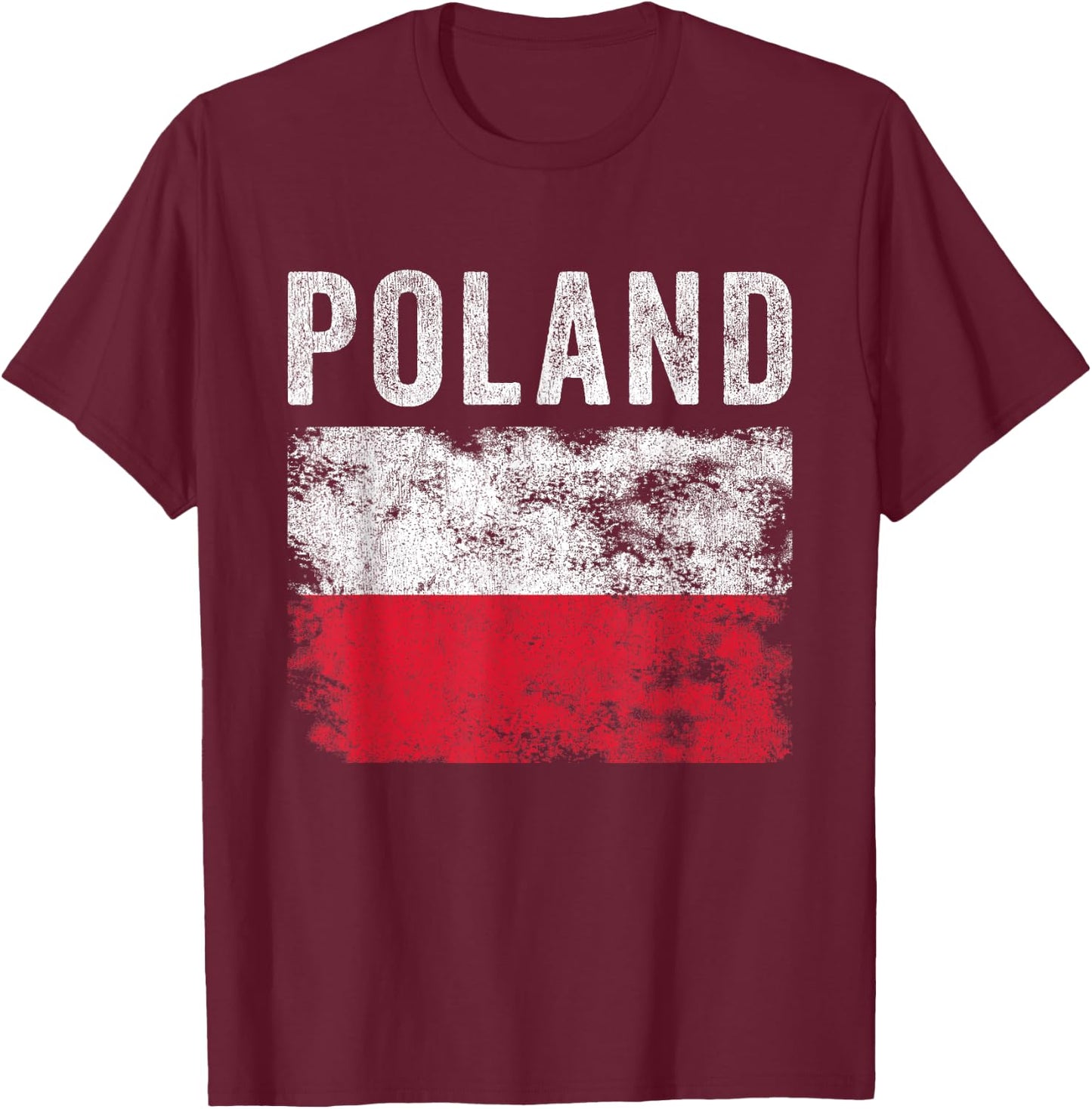 Poland Flag Distressed - Men Women Kids - Polish Flag T-Shirt - T-Shirt | Maroon