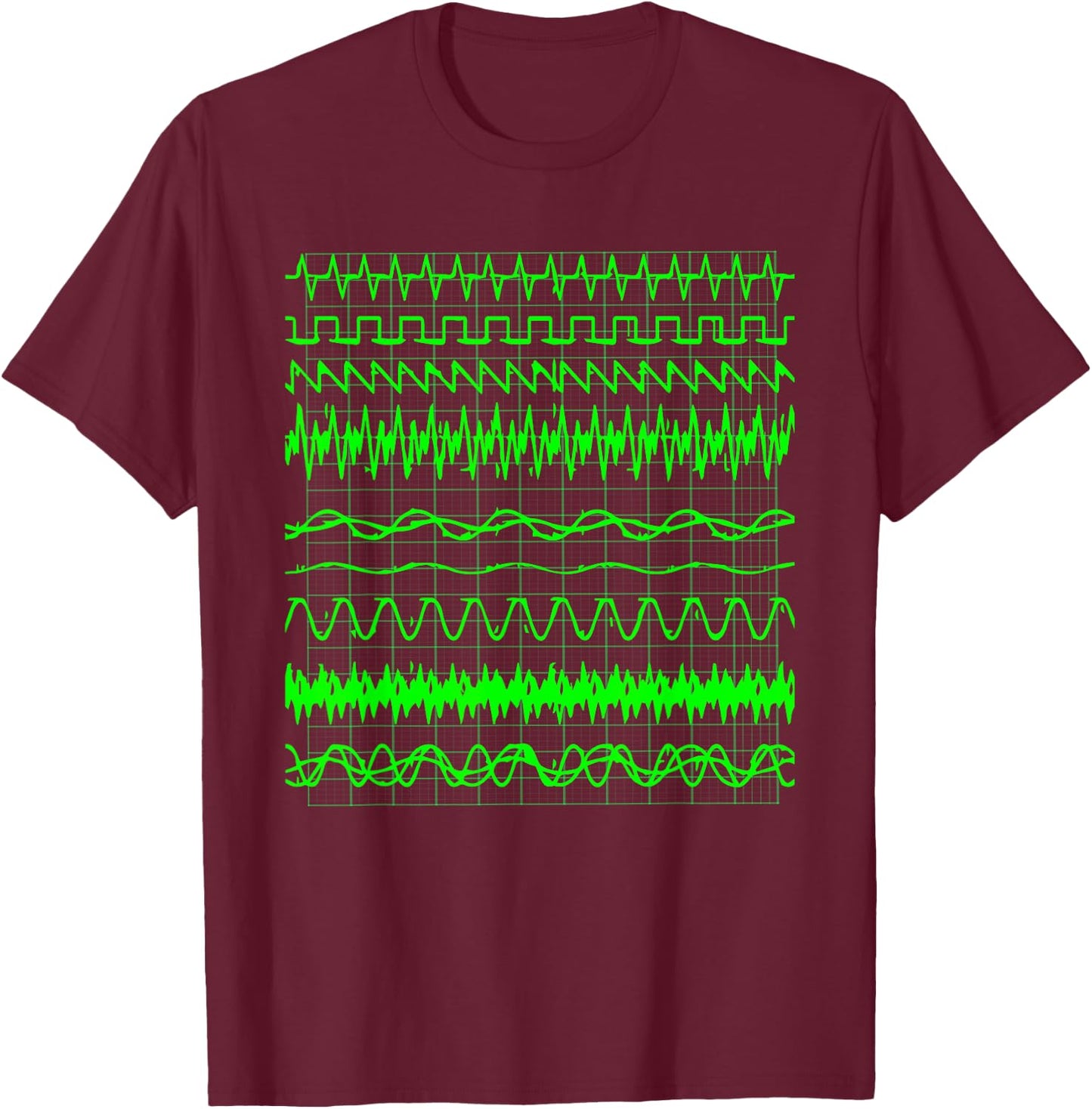 Oscilloscope Digital Waves On Screen Display T-Shirt - T-Shirt | Maroon
