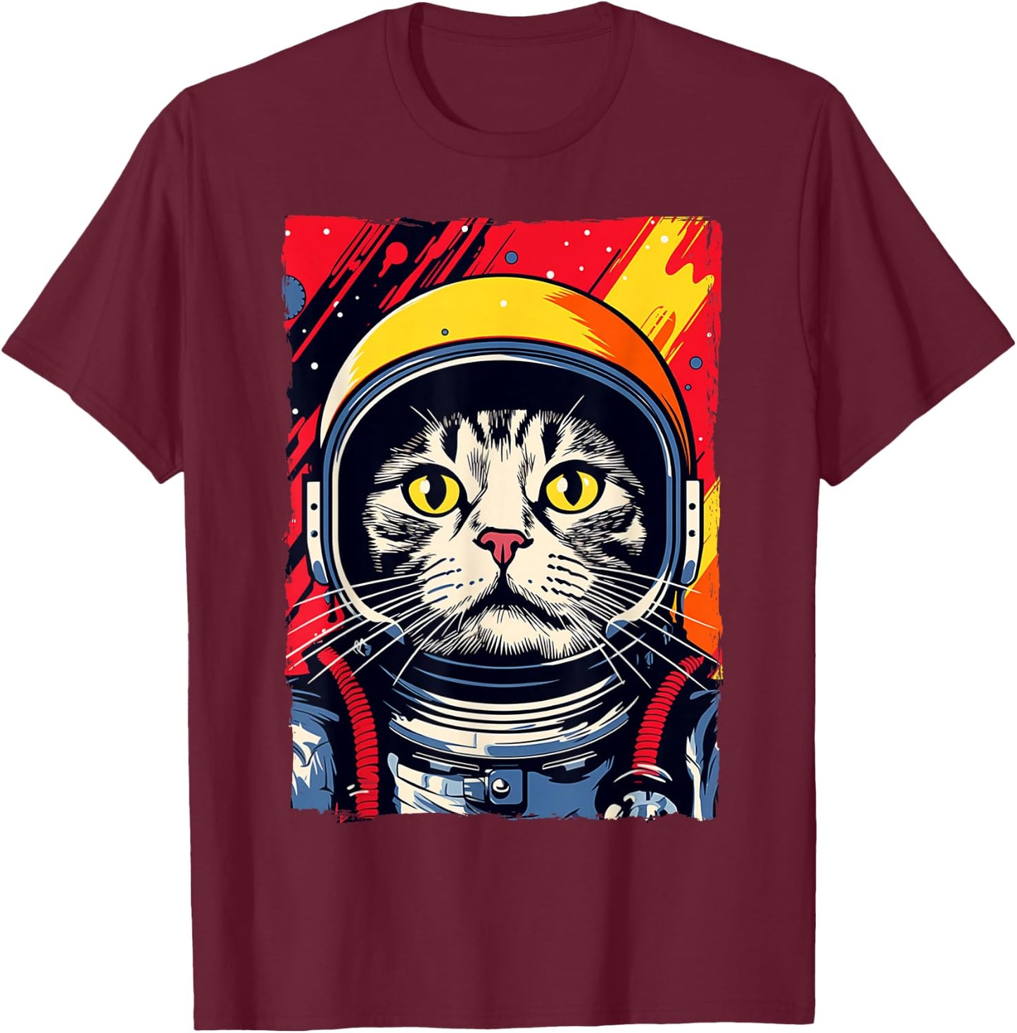Astronaut Cat Shirt Kids Space Cat Astronaut Cat Mom Cat Dad T-Shirt - T-Shirt | Maroon