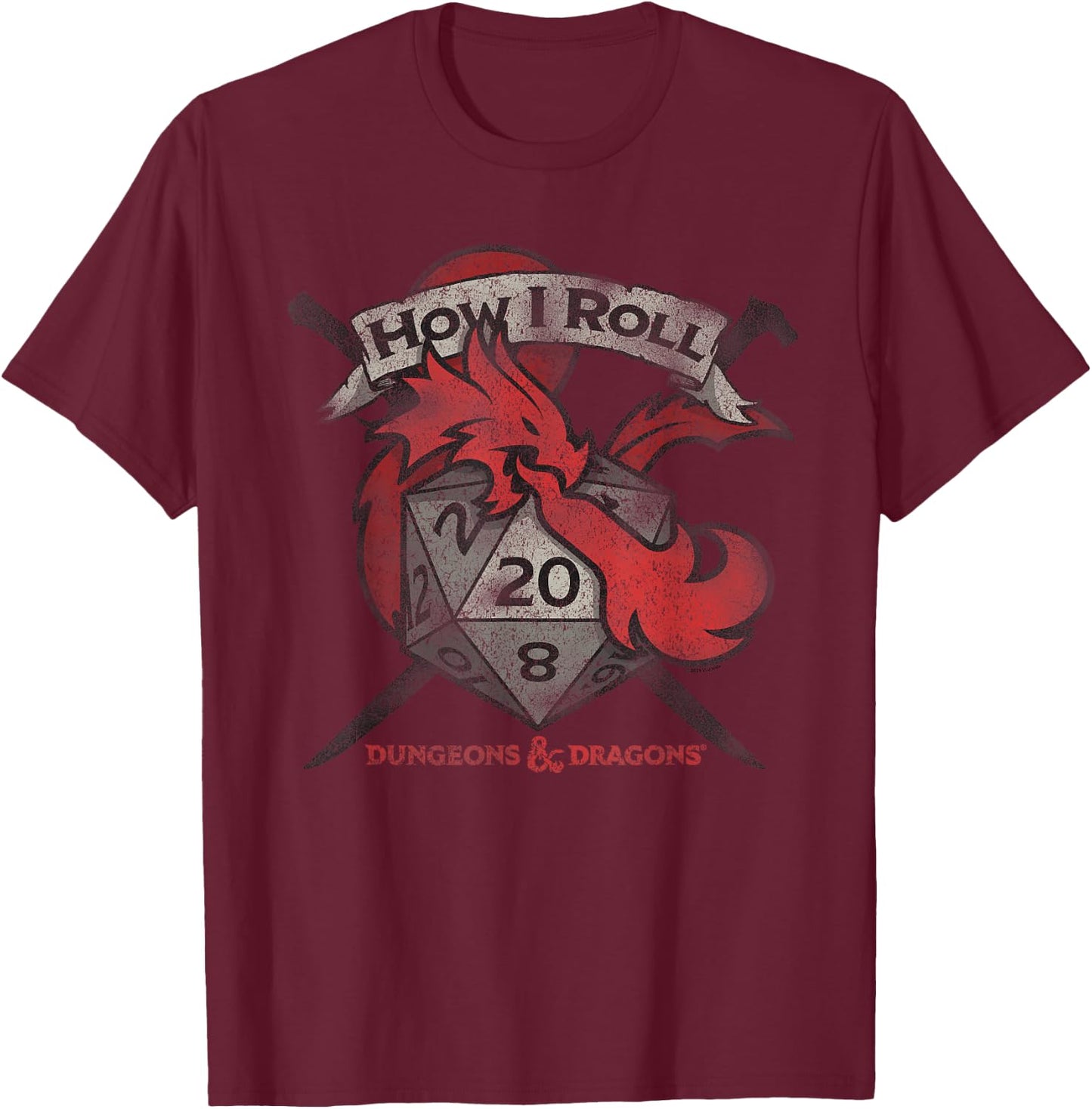 Dungeons & Dragons How I Roll Small T-Shirt - T-Shirt | Maroon