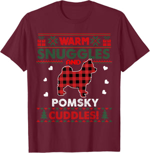 Pomsky Dog Lover Xmas Gifts Pajama Ugly Christmas Sweater Men Women Kids T-Shirt - T-Shirt | Maroon