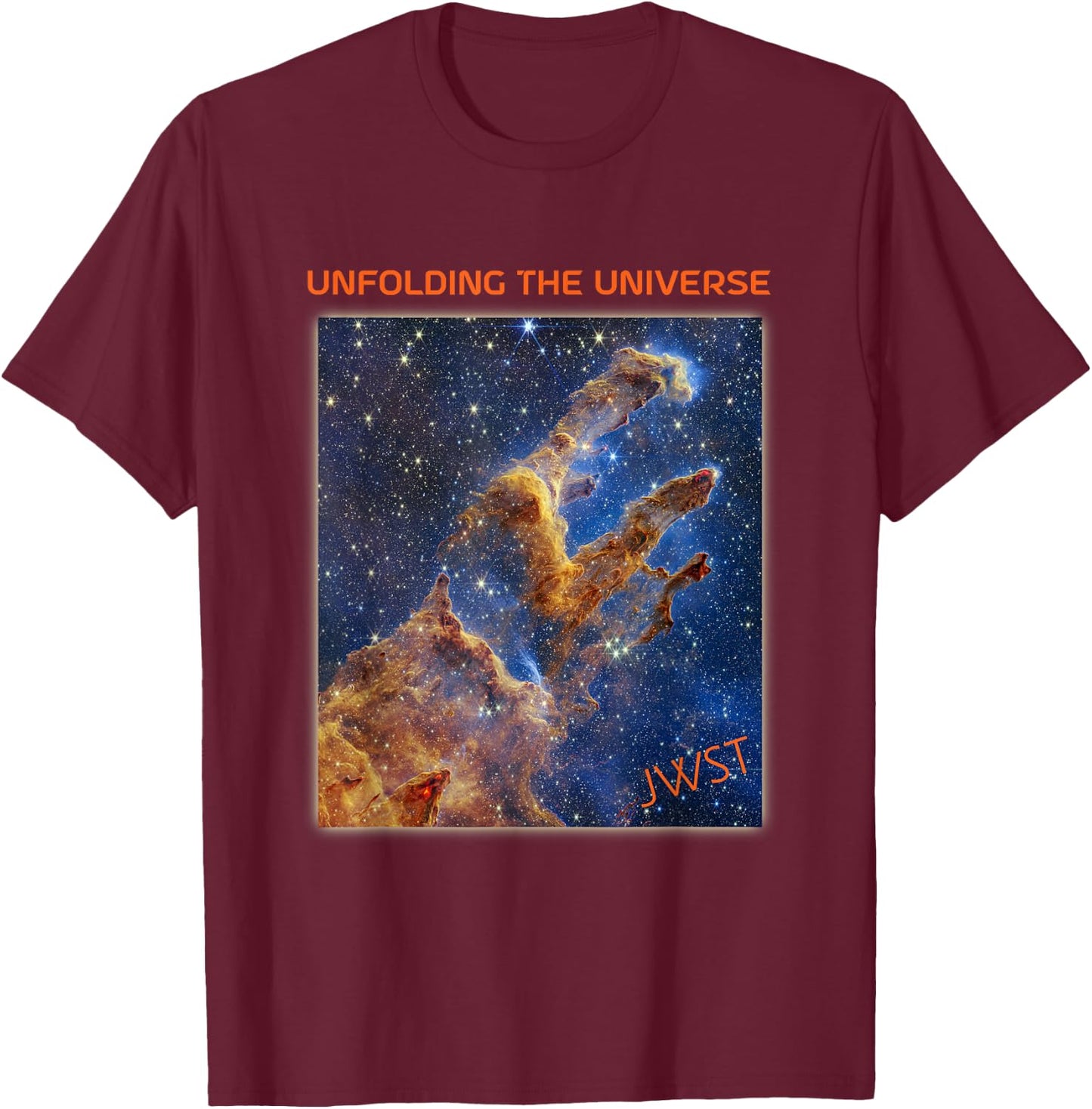 Webb Space Telescope Image Pillars of Creation New Star JWST T-Shirt - T-Shirt | Maroon