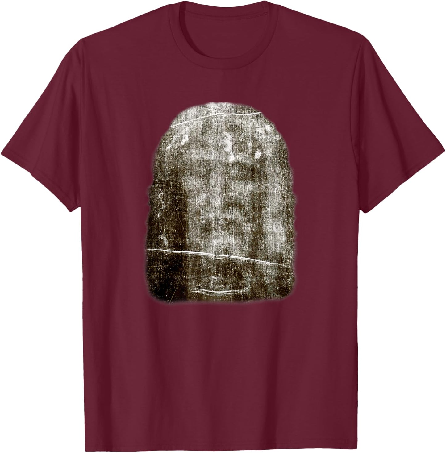 Face of Our Lord Jesus Christ from the Holy Shroud of Turin T-Shirt - T-Shirt | Maroon