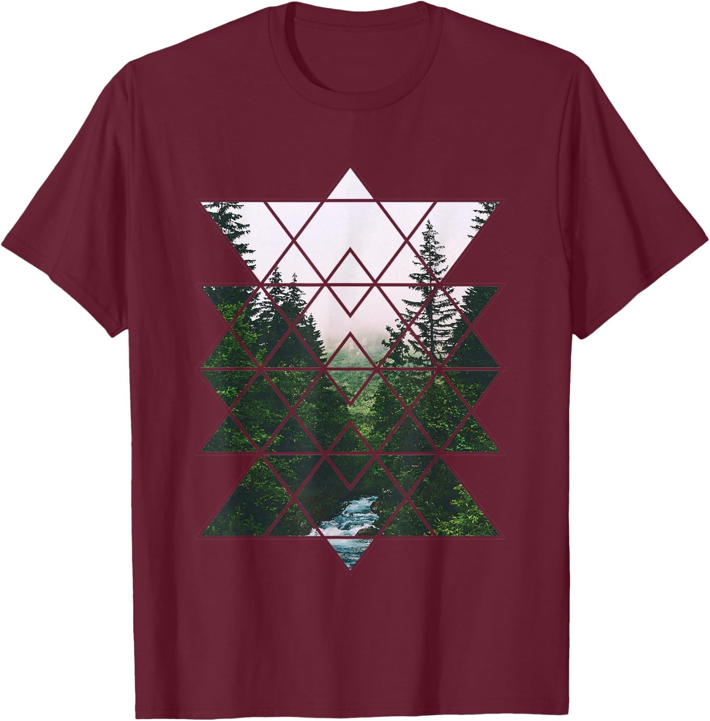 Sacred Geometric Nature Design & Women T-Shirt - T-Shirt | Maroon