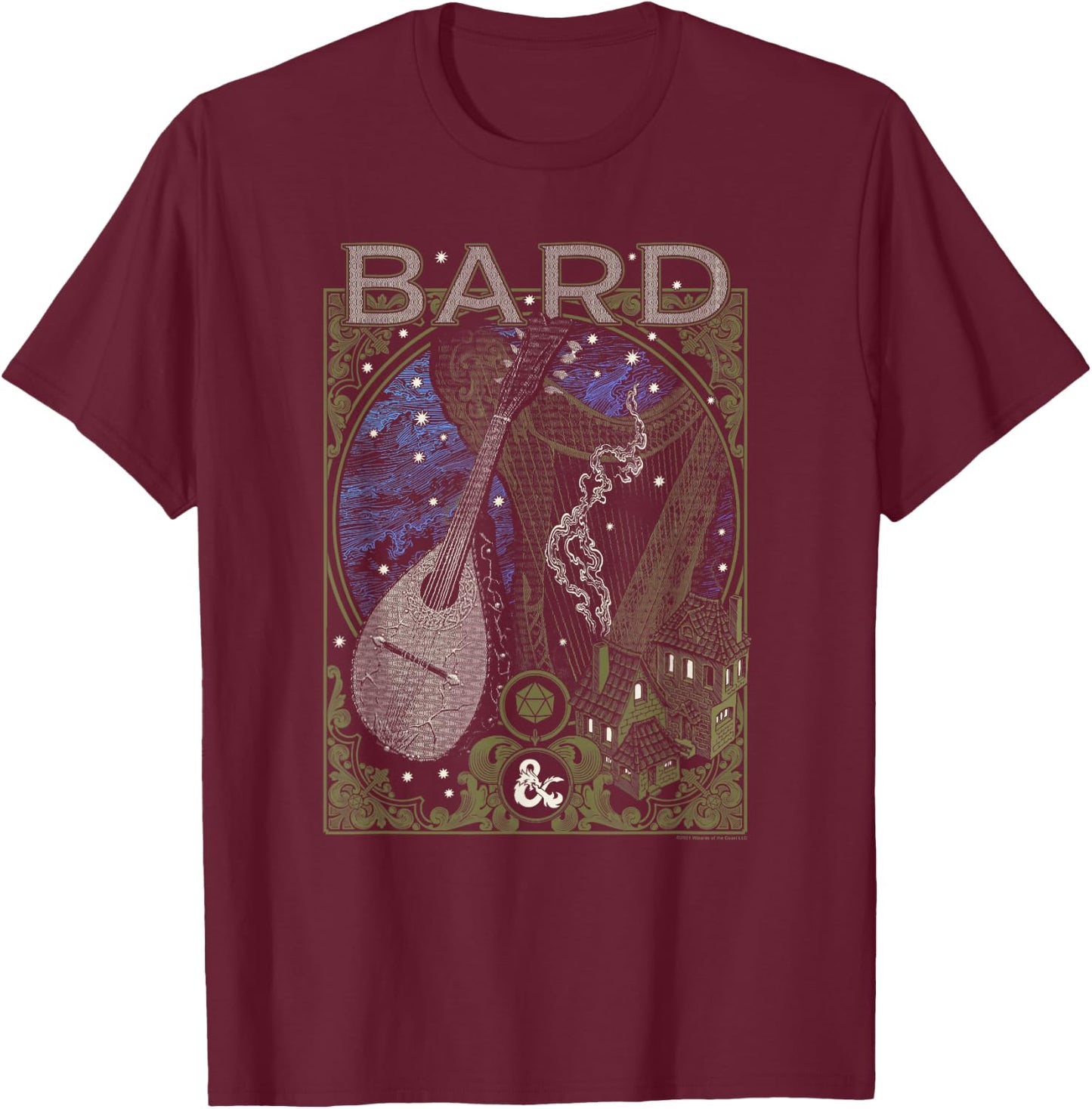 Dungeons & Dragons Bard Poster T-Shirt - T-Shirt | Maroon