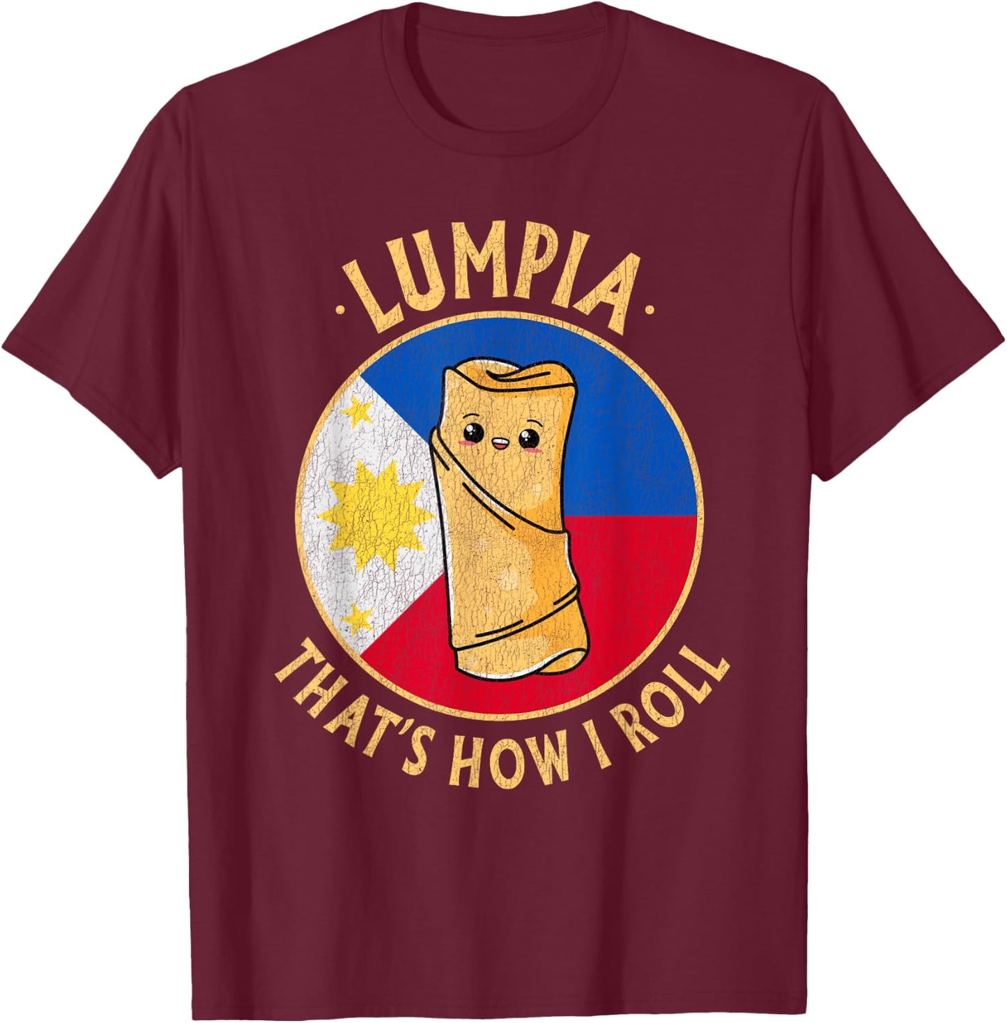 Filipino Lumpia Cute Kawaii Philippines Food Filipino Pride T-Shirt - T-Shirt | Maroon