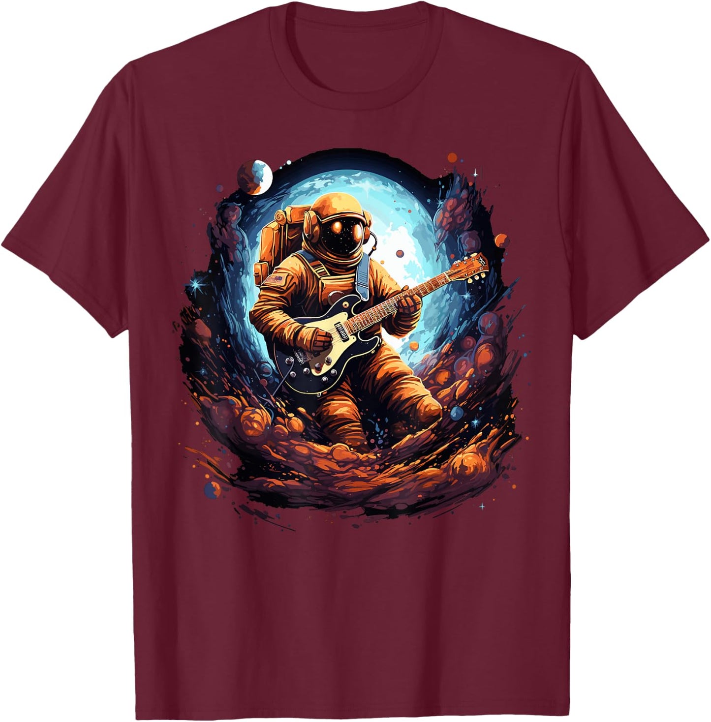 Astronaut Guitar T-Shirt - T-Shirt | Maroon