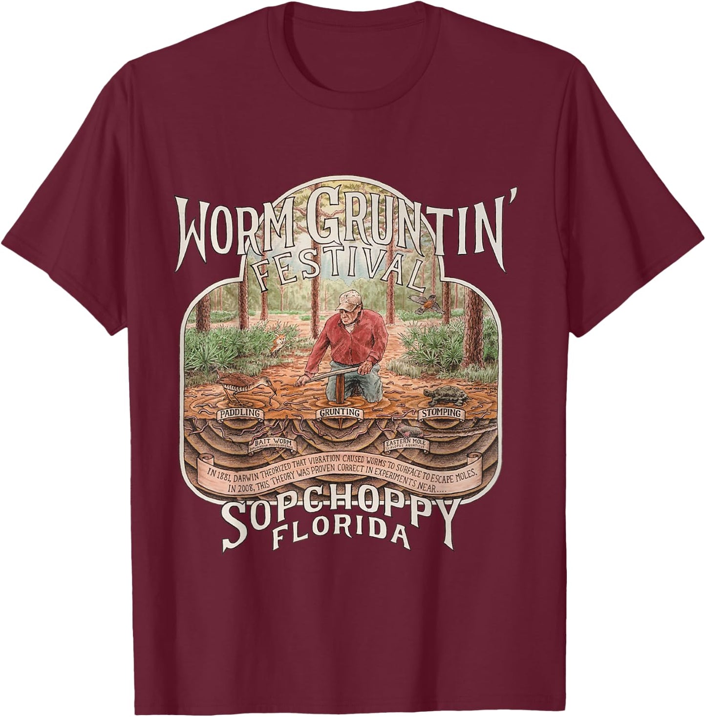 2011 Sopchoppy Worm Grunting Festival T-Shirt - T-Shirt | Maroon
