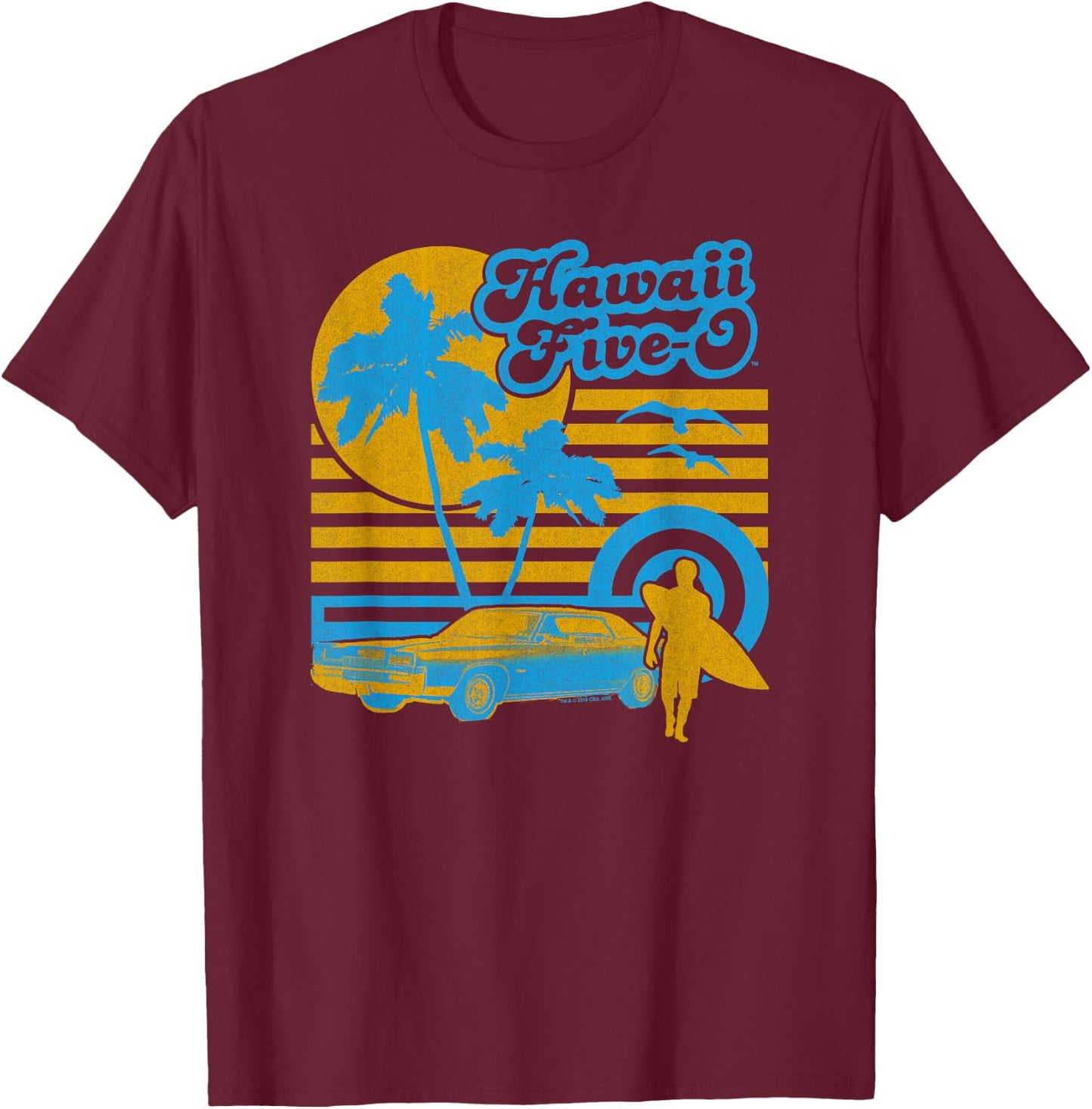 Hawaii Five-O 5 0 Surfer T-Shirt - T-Shirt | Maroon