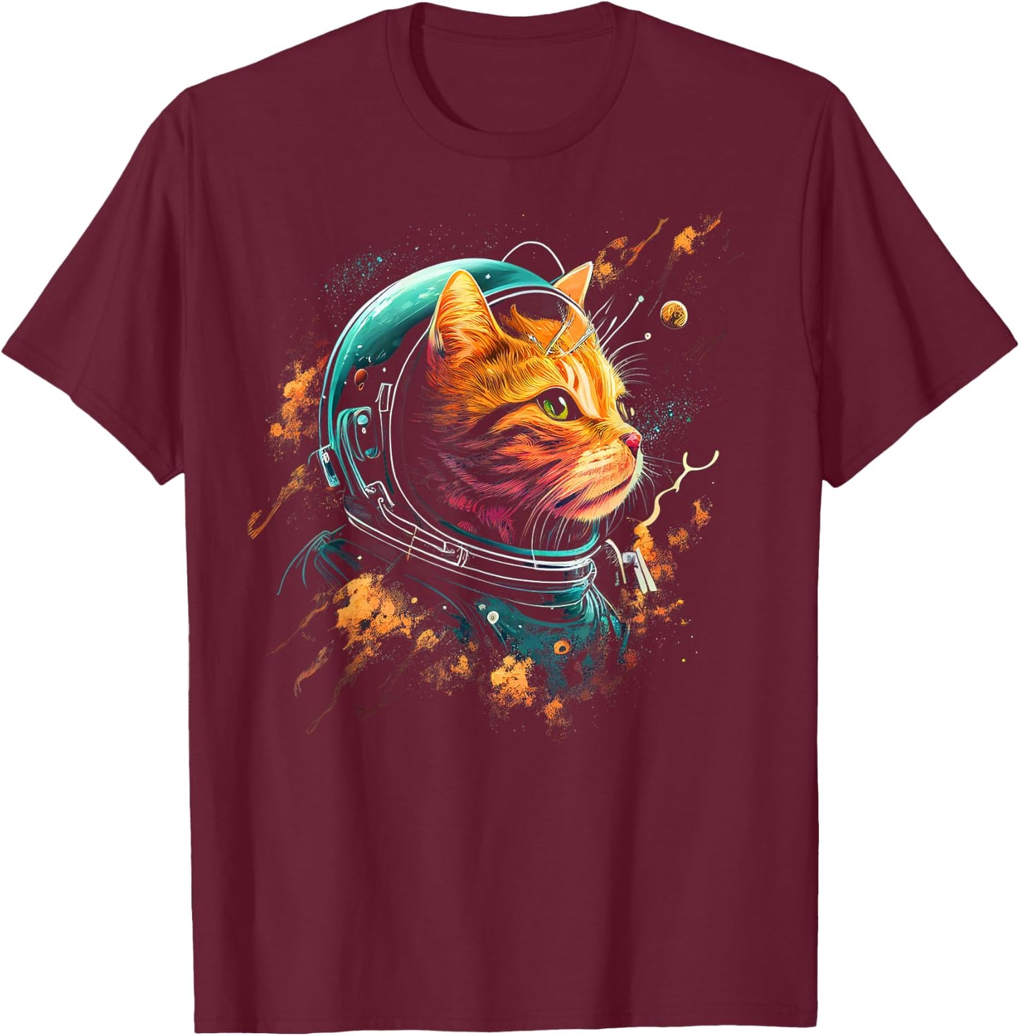 Astronaut Cat or Funny Space Cat on Galaxy Cat Lover Women Kids T-Shirt - T-Shirt | Maroon
