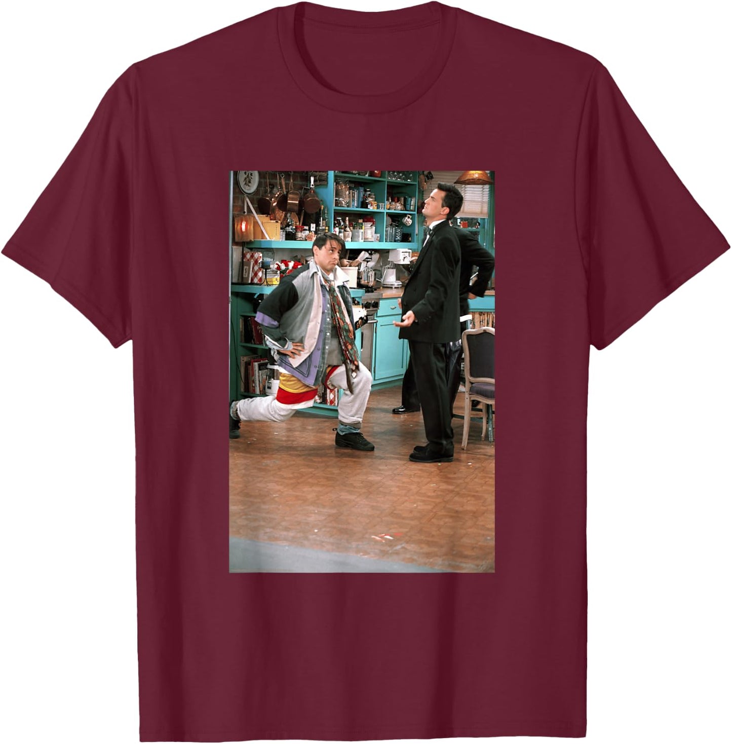 Friends Joey on One Knee with Chandler Photo TV Show T-Shirt - T-Shirt | Maroon