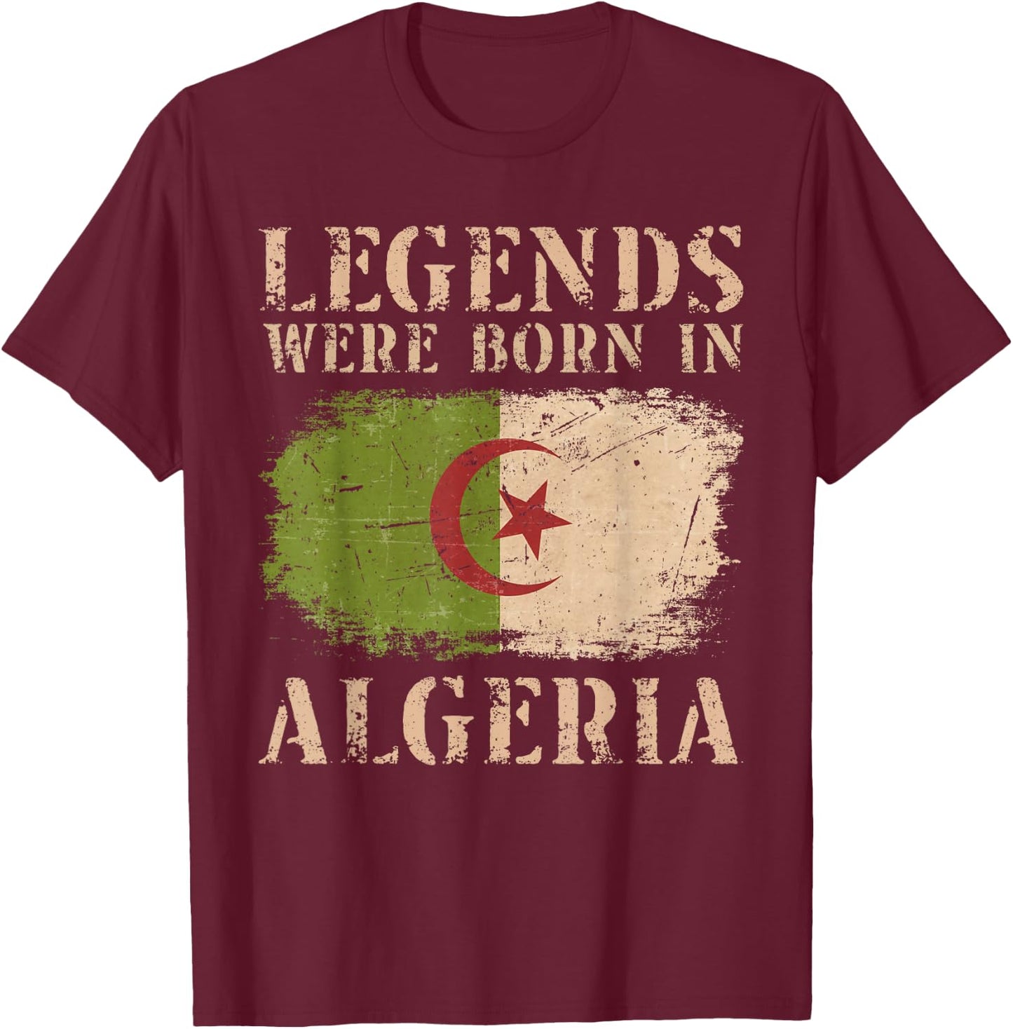 Vintage Design Algerian Flag Algeria T-Shirt - T-Shirt | Maroon