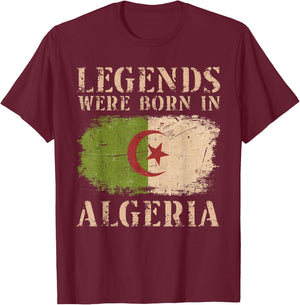 Vintage Design Algerian Flag Algeria T-Shirt - T-Shirt | Maroon