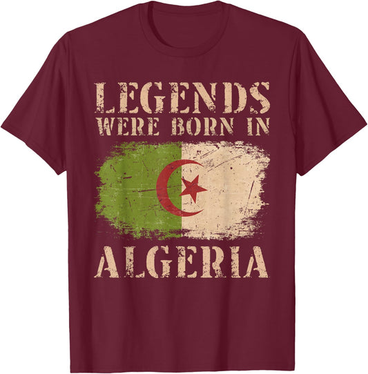Vintage Design Algerian Flag Algeria T-Shirt - T-Shirt | Maroon