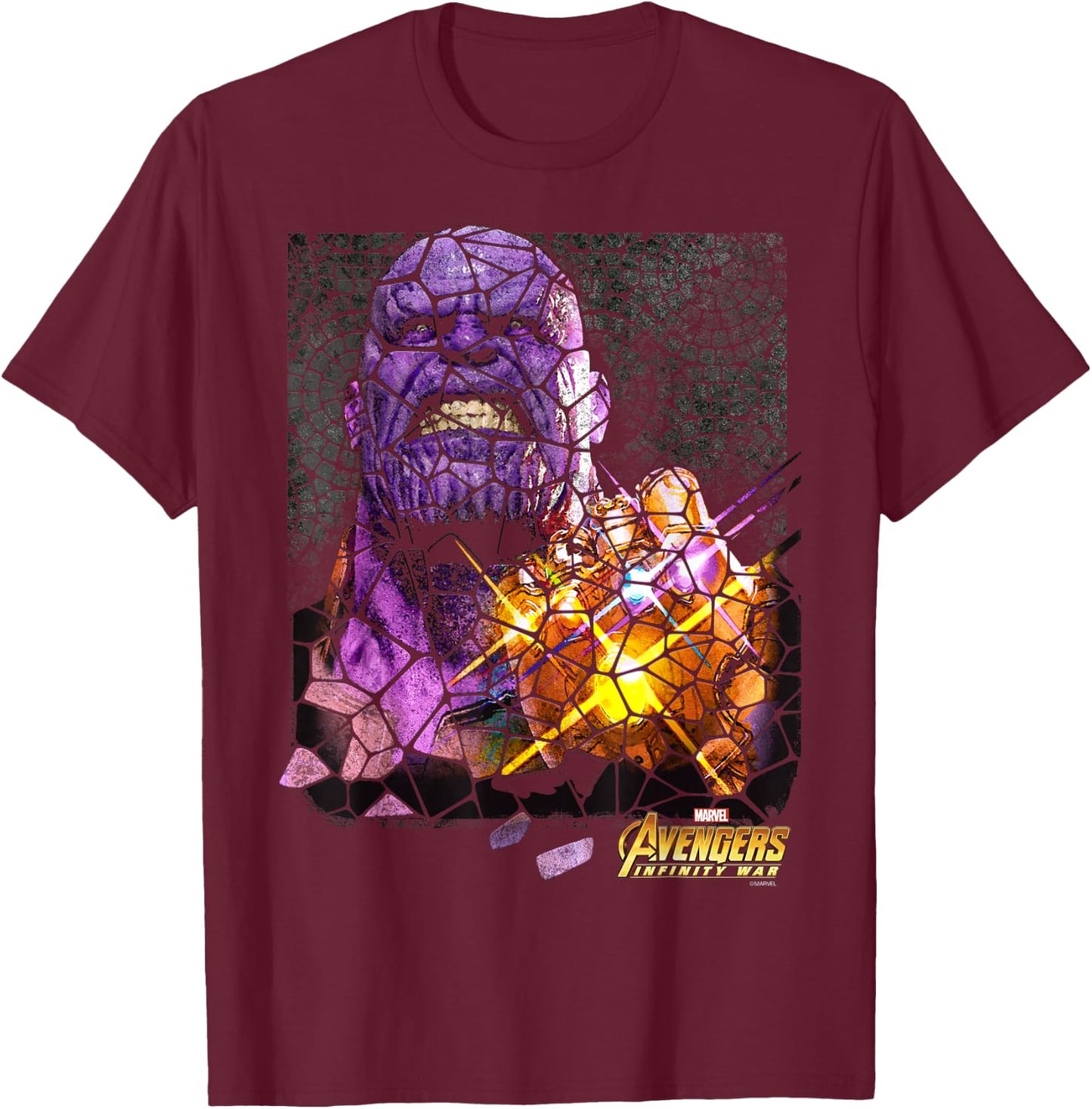 Marvel Infinity War Thanos Stained Glass Graphic T-Shirt - T-Shirt | Maroon