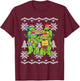 TMNT Ugly X-Mas Snow Flakes With Santa Hats T-Shirt - T-Shirt | Maroon