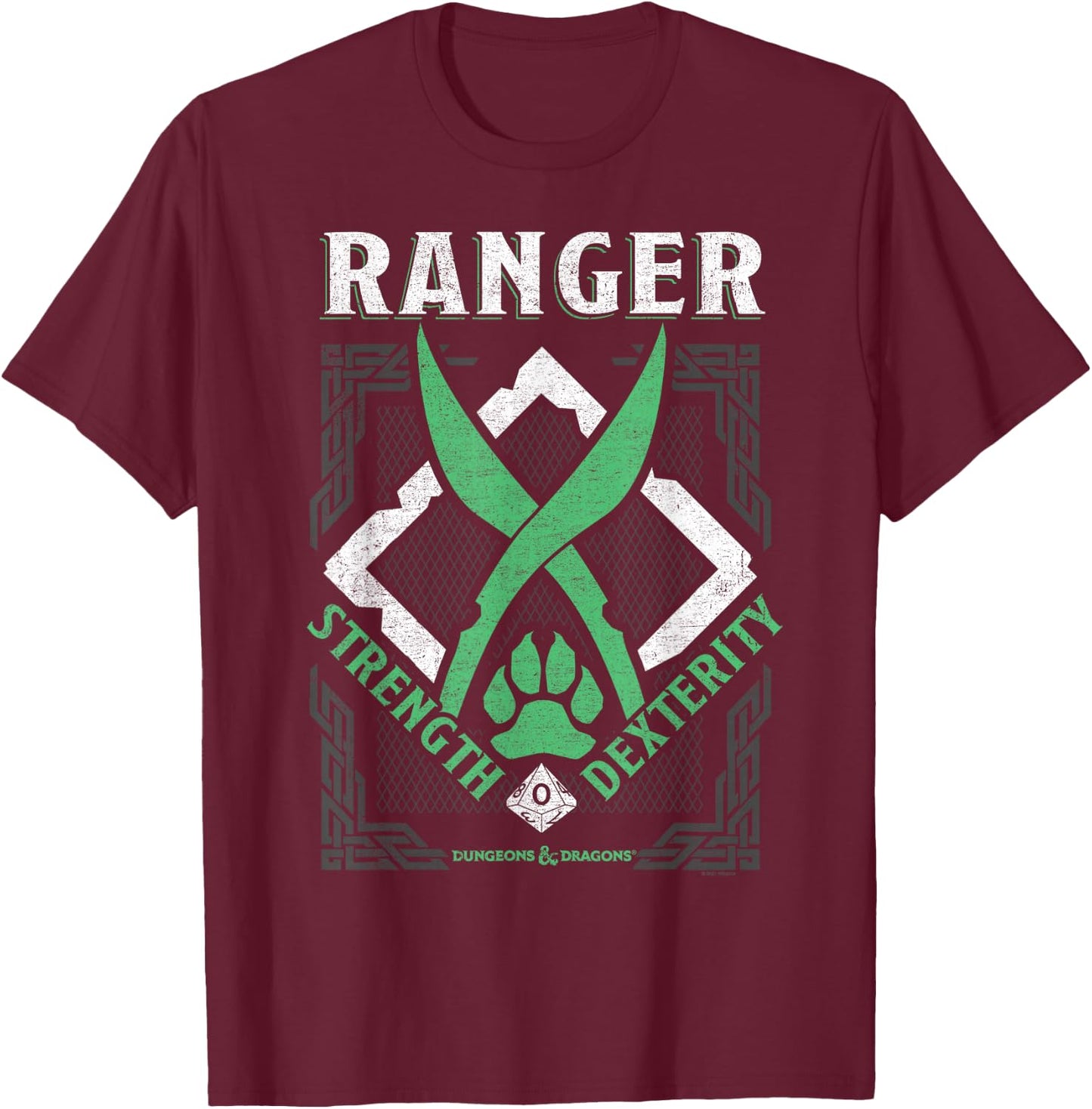 Dungeons & Dragons Ranger Strength & Dexterity T-Shirt - T-Shirt | Maroon
