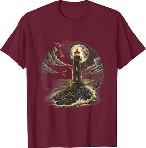 Lighthouse Seaside House Sailing Sea Beach Boating T-Shirt - T-Shirt | Maroon