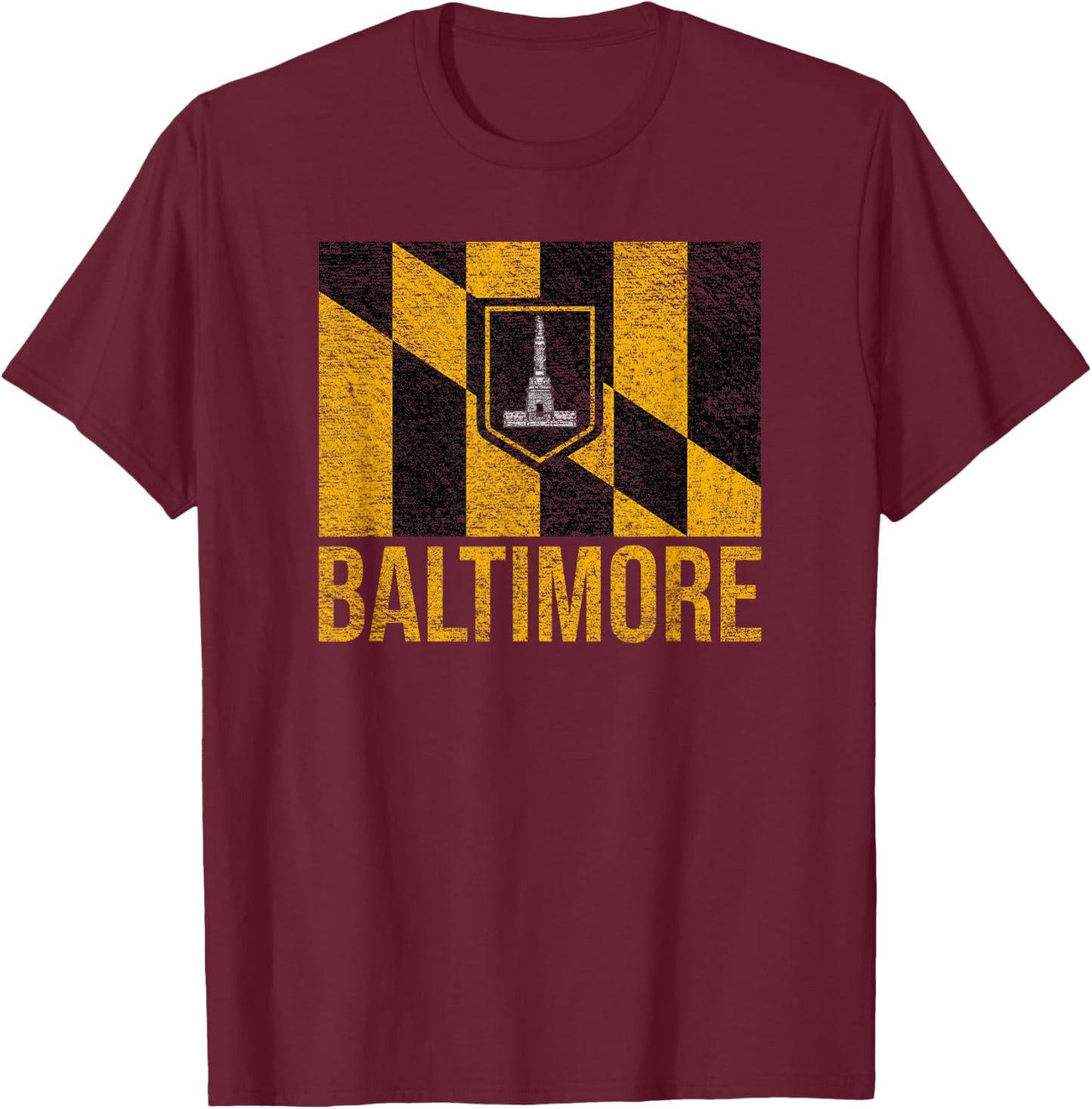 City Flag of Baltimore Maryland T-Shirt - T-Shirt | Maroon