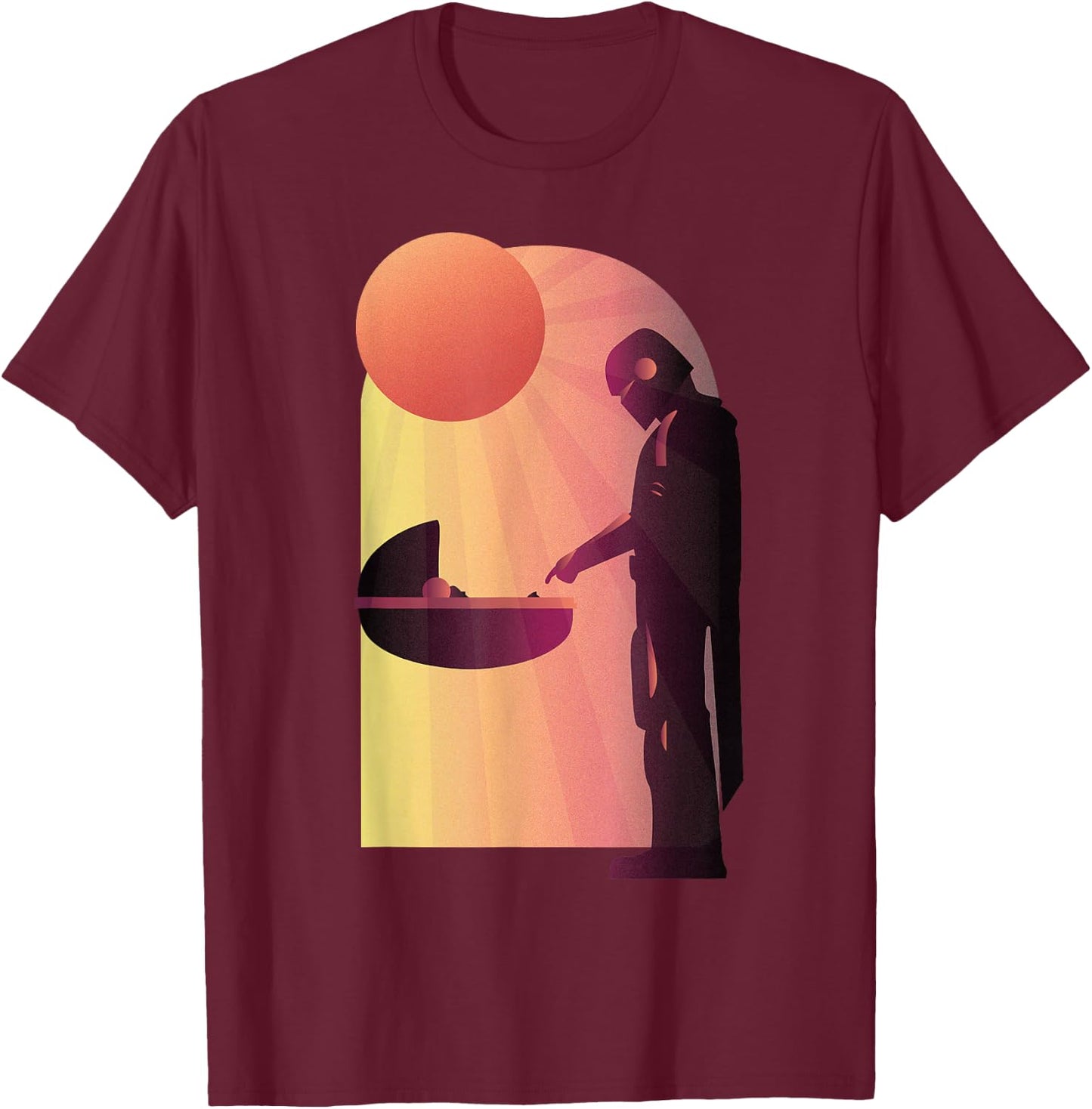 Star Wars The Mandalorian The Child Discovery Silhouette T-Shirt - T-Shirt | Maroon