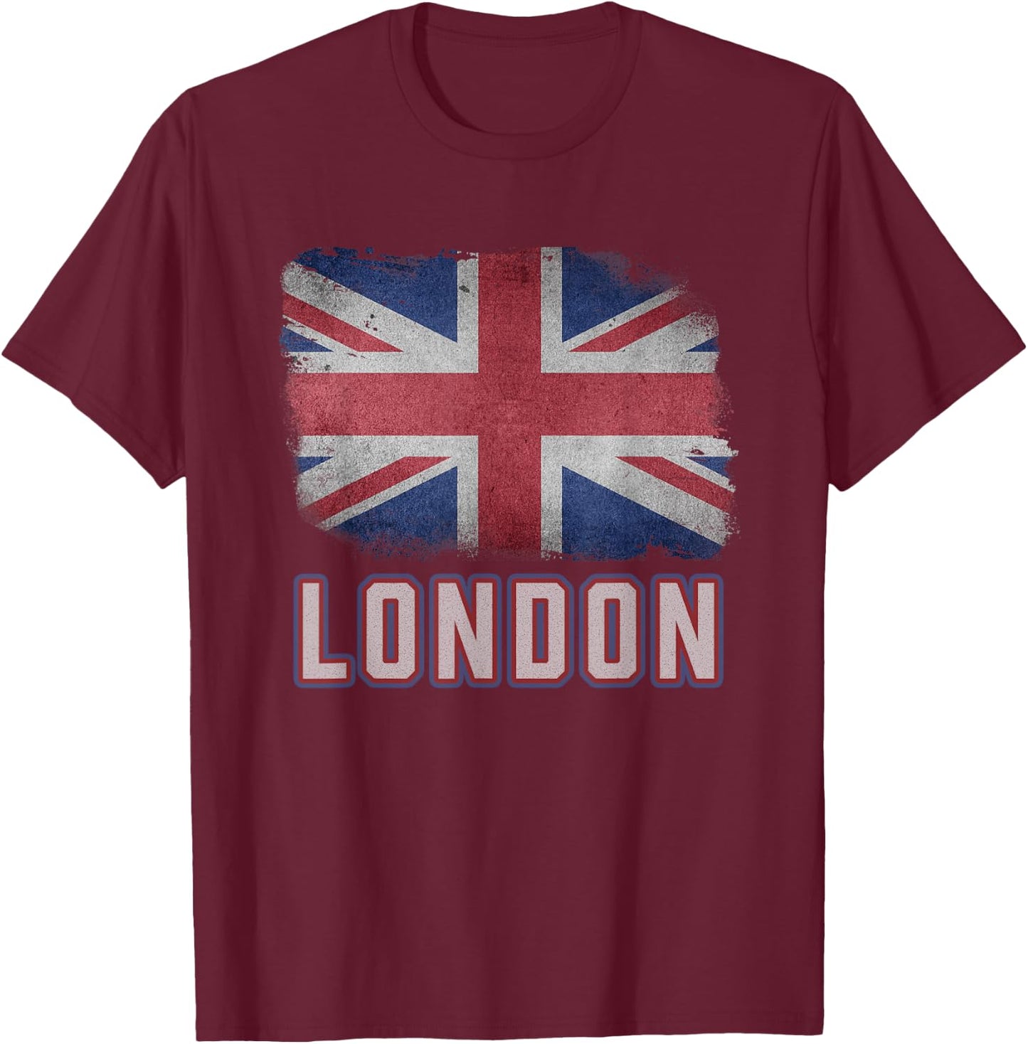 London United Kingdom British Flag Vintage UK Souvenir T-Shirt - T-Shirt | Maroon