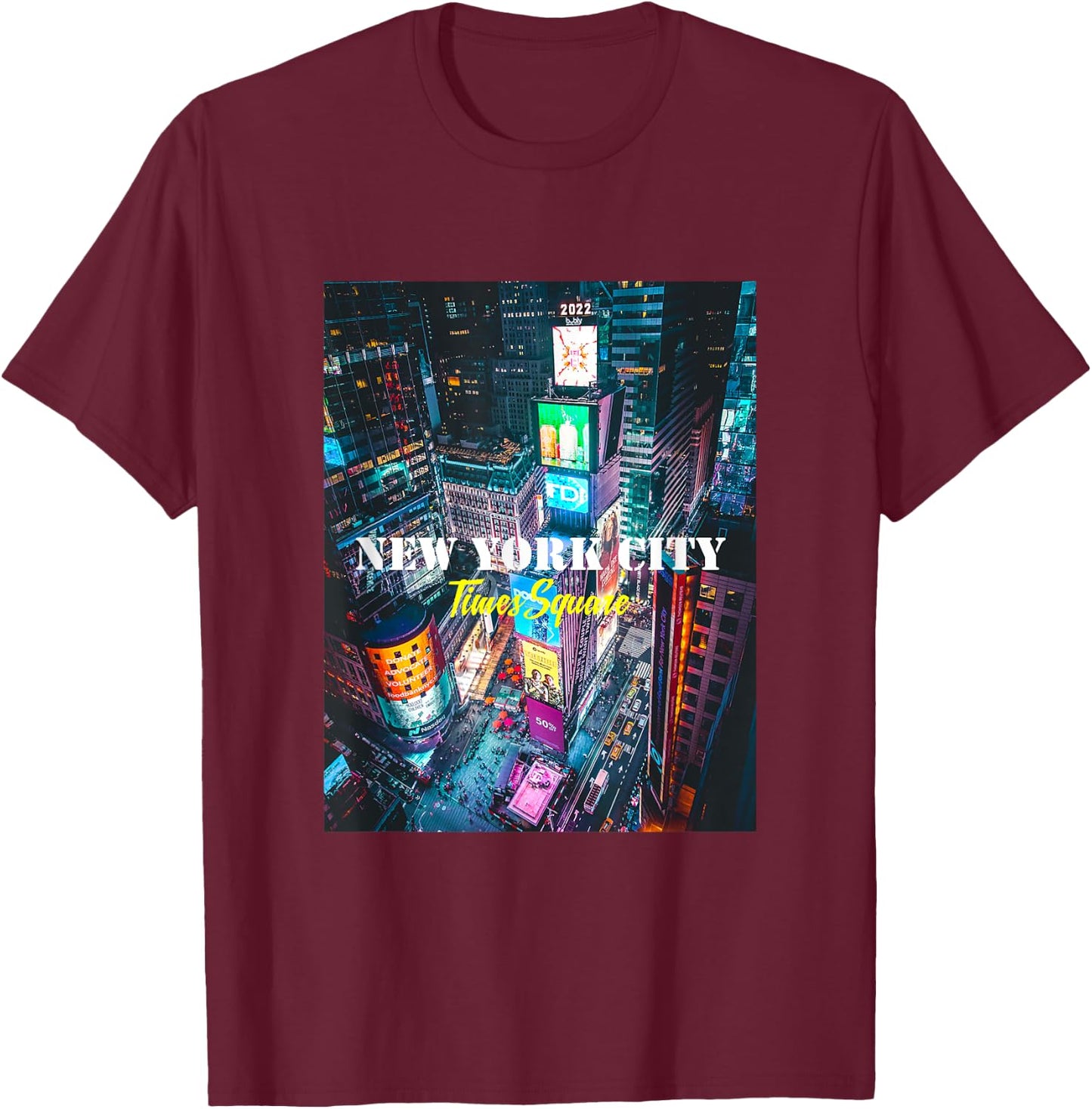 Cool New Year Eve in New York City Times Square Illustration T-Shirt - T-Shirt | Maroon