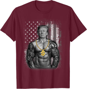 Patriotic Gangster Anti Liberal Shirt Pro Trump Republican T-Shirt - T-Shirt | Maroon