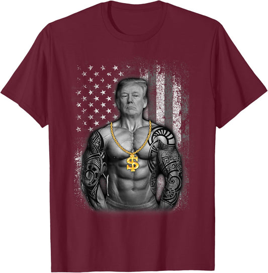 Patriotic Gangster Anti Liberal Shirt Pro Trump Republican T-Shirt - T-Shirt | Maroon