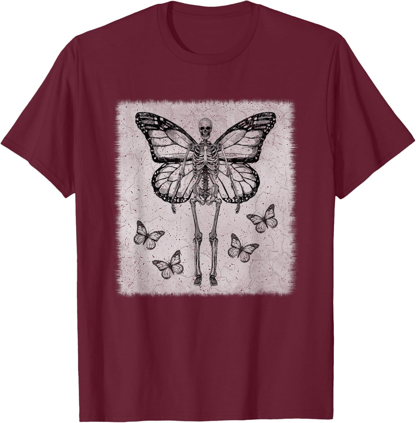 Skeleton Fairy Grunge Fairycore Aesthetic Goth Gothic T-Shirt - T-Shirt | Maroon